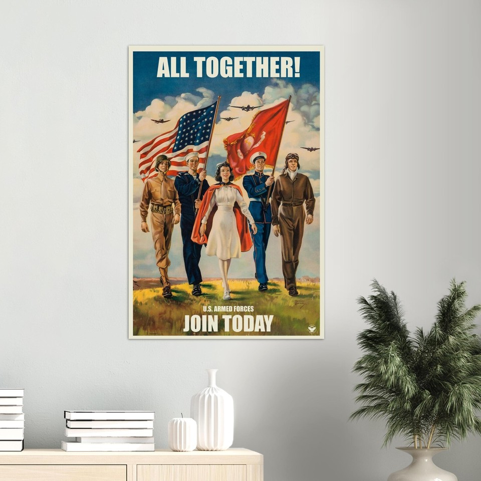 All Together - World War 2 Poster - WW2 Vintage Poster | eBay