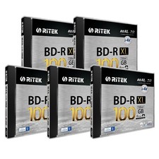 5 Ritek BD-R XL BDXL 4X 100GB Archival 3-Layer White Inkjet Printable Blank Disc