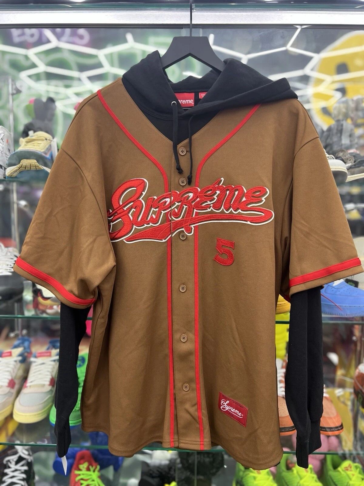 Sweat à capuche Supreme Baseball Jersey marron   Taille L 