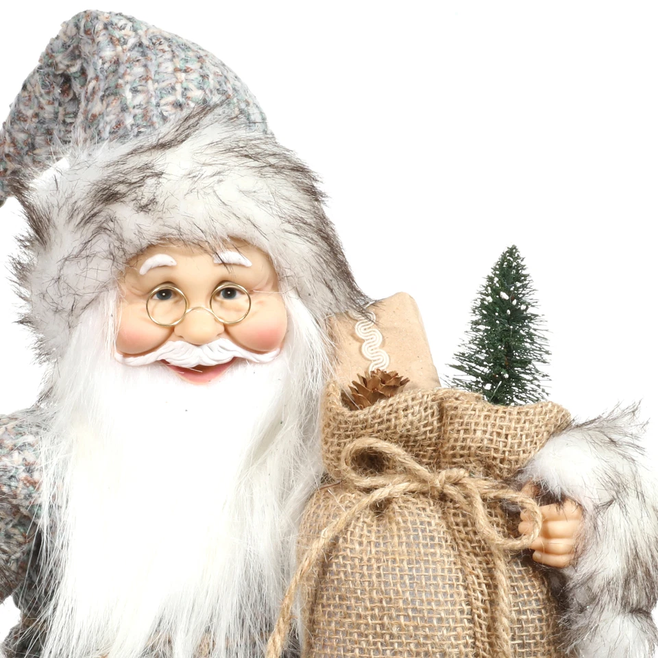 Украшение для рождественской комнаты сидящий Санта 45 см - серое и белое - Изображение 2 из 3
