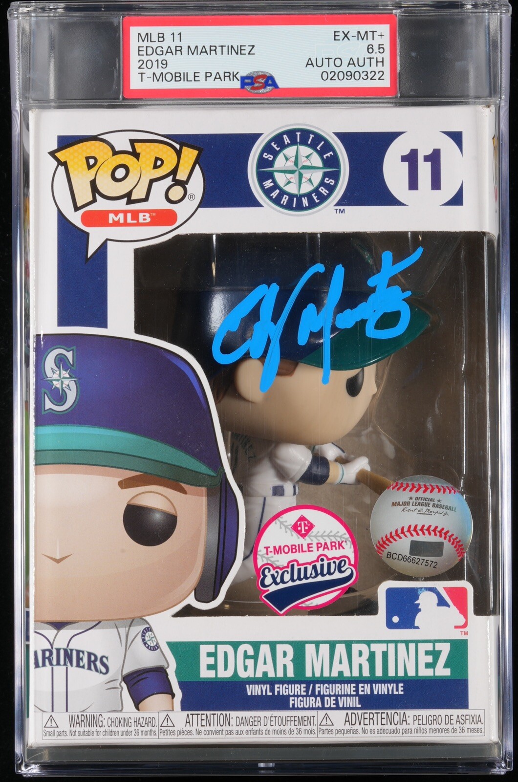 Edgar Martinez Signed Funko Pop T-Mobile Park Exclusive Mariners Psa 6.5 Coa