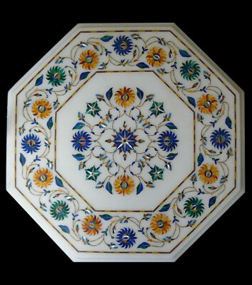 18'' marble Table Top Inlay Pietra Dura Art coffee lapis stone room decor d117