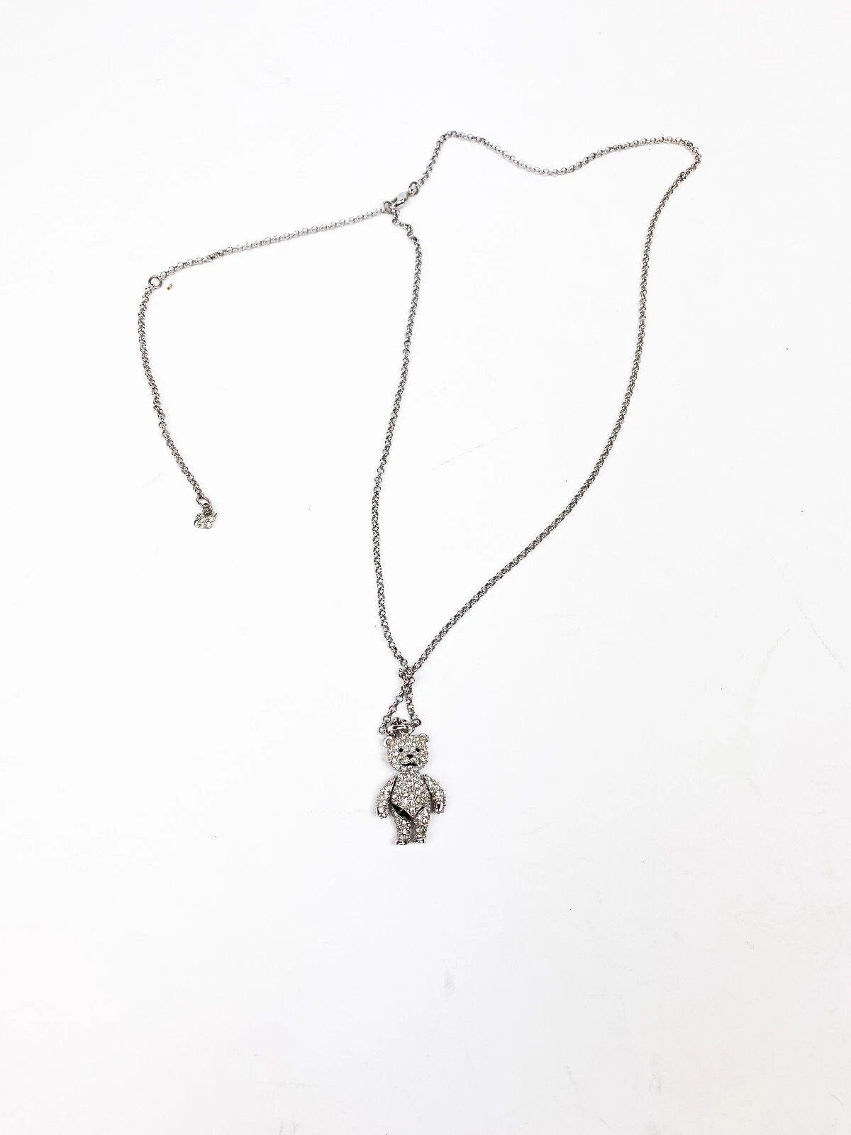 DIOR orsacchiotto strass collana ciondolo ghiacciato RARO cristallo argento homme