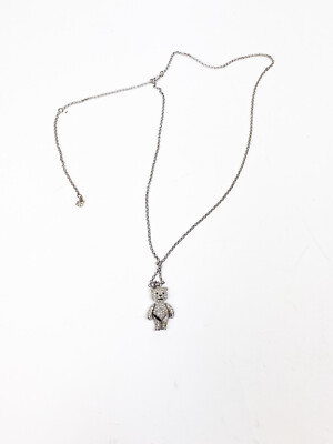 DIOR Teddy Bear Rhinestones Necklace Pendant Iced RARE Crystal