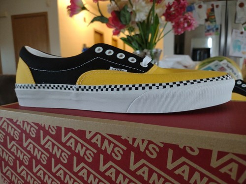 yellow checkered flower vans