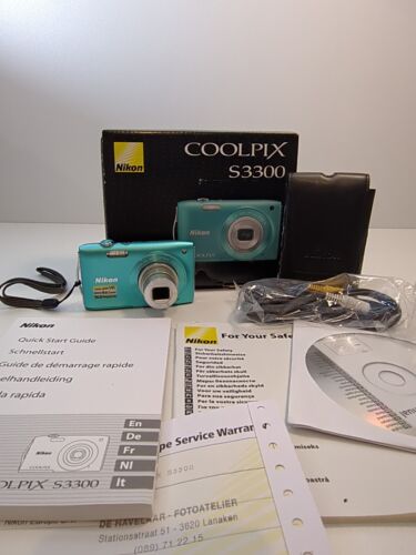 Nikon CoolPix S3300 16,0Mp Bleu Cyan Appareil Photo Numérique Très Bon État  - Afbeelding 1 van 24