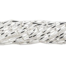 Bugle Bead, Silver Lined Clear Czech Glass 3 Twist Tube 1/4" Long 50 Gms 1150