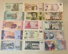 World Currency Uncirculated Banknote Set Lot of 50 Zimbabwe Venezuela Etc