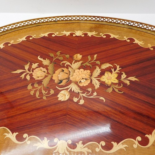 "Bandeja grande de madera de marquetería con incrustaciones con asas de latón vintage Sorrento Italia 20,5" - Imagen 7 de 12
