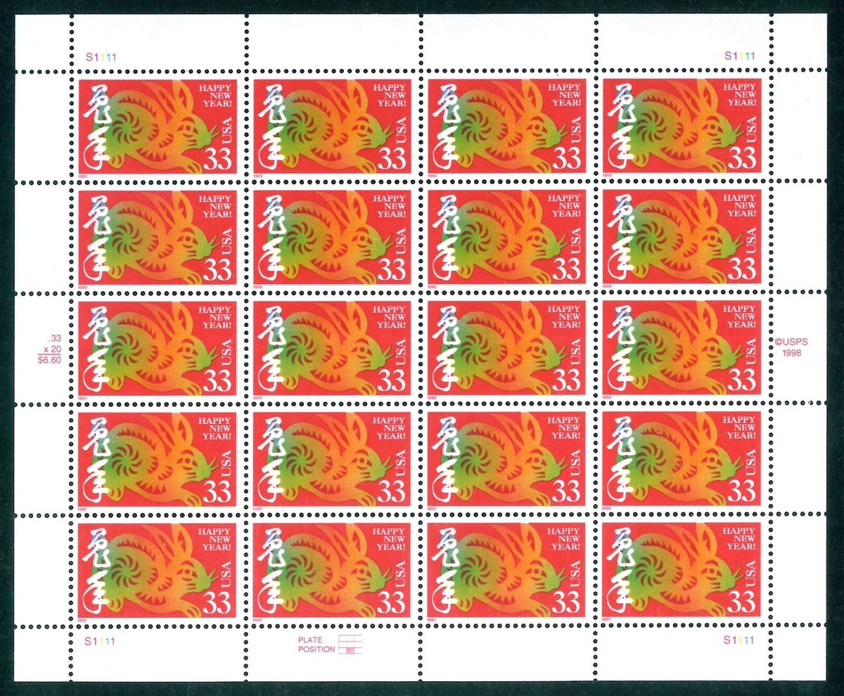 Scott #3272 33¢ Year of the Rabbit Mint Sheet MNH XF CV $13.00 | eBay