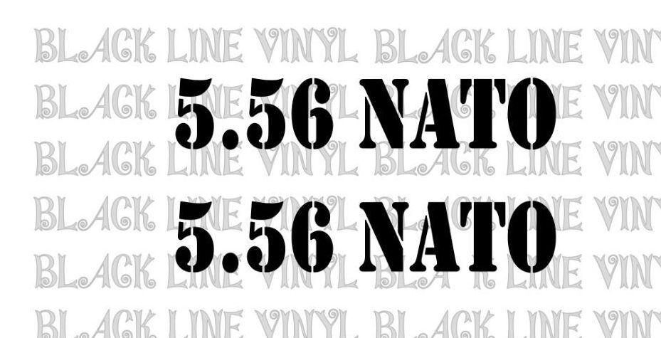 x2 5.56 NATO gun case sticker decal vinyl 8x1.5" *BLACK* (Alt. colors avail) 