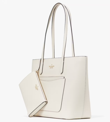 Kate Spade Staci Large Tote + Wristlet + Pouch Meringue White