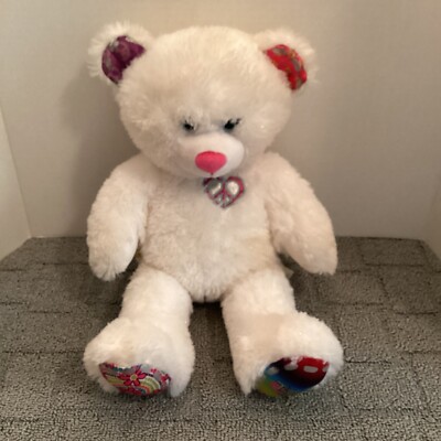 Build a Bear SKECHERS TWINKLE TOES PEACE WHITE TEDDY BEAR Stuffed Animal