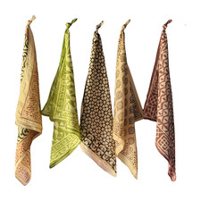 Bulk Lot of 5 Indian Bandanas  Hand Block Print Cotton Scarves
