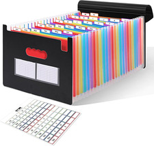 Accordion File Organizer with 26 Pockets  Label Stickers, Expanding File Folder