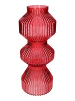 INNA-Glas Glasvase Lucelle, Mit Rillen, Kirschrot, 40Cm, Ø16Cm