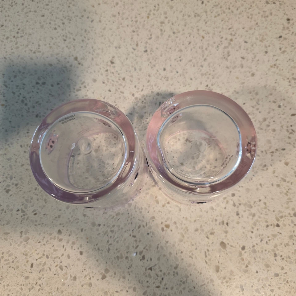 Pink Ghost Inlay Doble Antiguo Vidrio Set de 2 Halloween Summerween NUEVO Foto 4 de 4