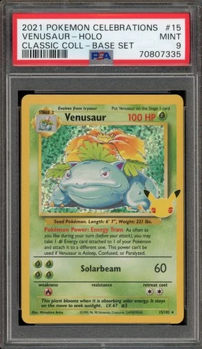 Pokemon Venusaur Celebrations Classic Coll. Base Set Holo Rare #15 PSA 9 Mint