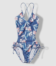 Splendid Kid's Girl's Blue Painted Desert Floral One-Piece Swimsuit Size 10