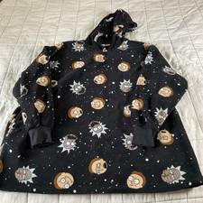 Rick and Morty character head fleece pullover hoodie, OSFA Size L-XL