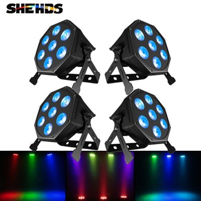 SHEHDS 4Pcs LED 7x12W GlamoPar RGBLAC 6in1 Par Lights For DJ Club Party Stage