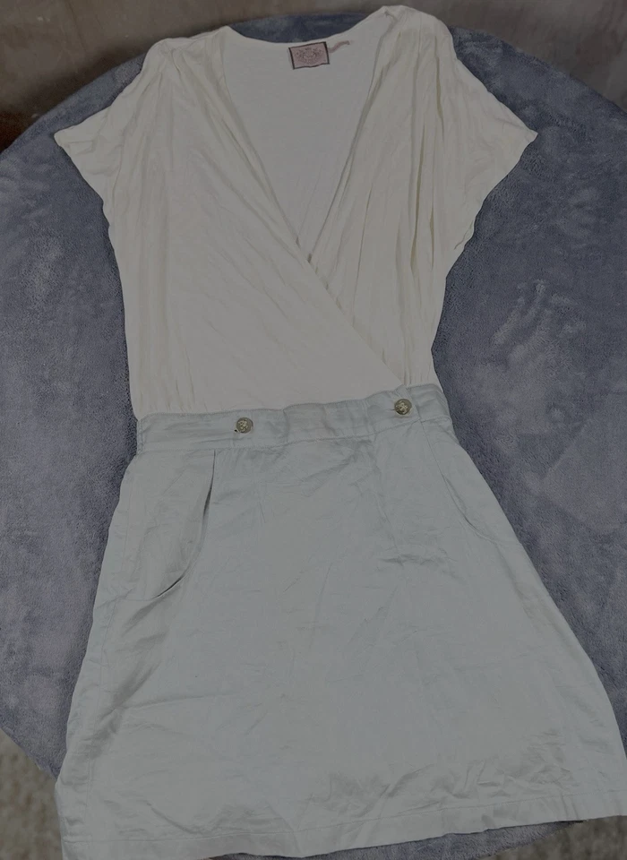 Vintage Juicy Couture Dress Size Medium Cream and Light Blue - Image 3 of 4