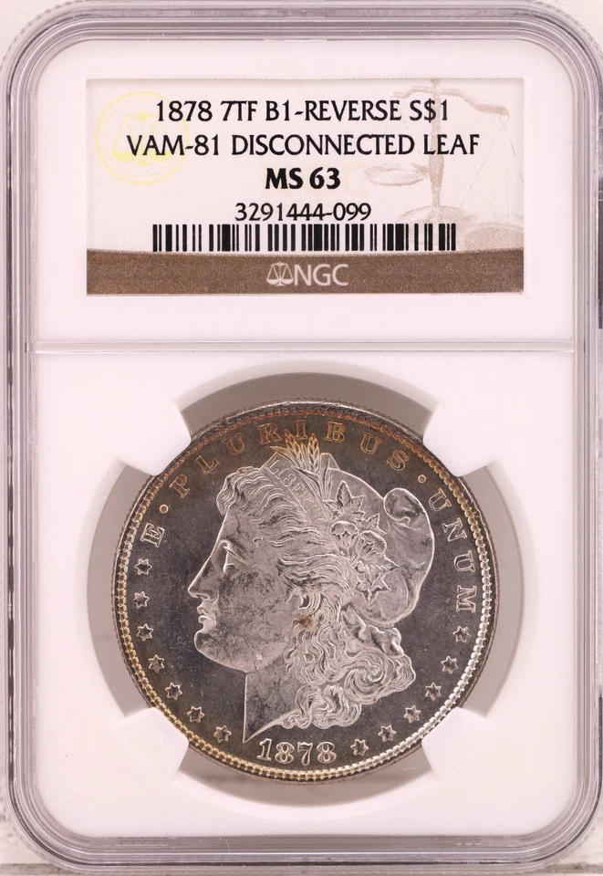 1878-7TF Morgan Silver Dollar $1 PCGS MS63 VAM-81 "Disconnected Leaf". - Image 2 of 4
