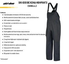 Ski-Doo Men's BC Kona Breathable Waterproof Highpants Bib, Black- 441672- XL