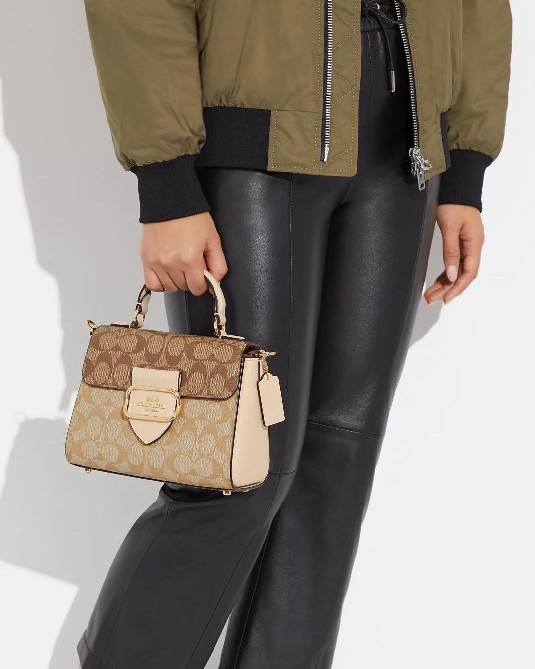 COACH MORGAN TOP HANDLE SATCHEL BAG IN BLOCKED SIGNATURE CANVAS image 3