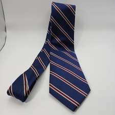 Jos A Bank Executive Collection Tie Blue Red Stripe Silk 60" 3.5" Classic