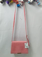 Escada Gernium Pink Suede Flap Closure Clutch Crossbody Bag - $405