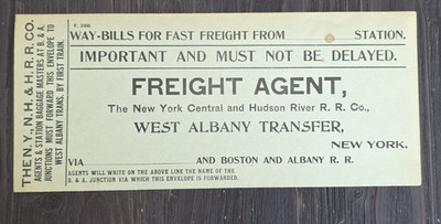 VINTAGE NEW HAVEN NYC & HR B & A EISENBAHN SCHNELLE FRACHT FRACHTSCHEIN UMSCHLAG