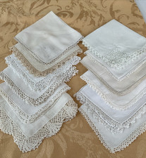 Vintage Hankies Lot Of 12 WHITES/ECRU HANDMADE BORDER LACE WEDDINGS TEA SHOWERS