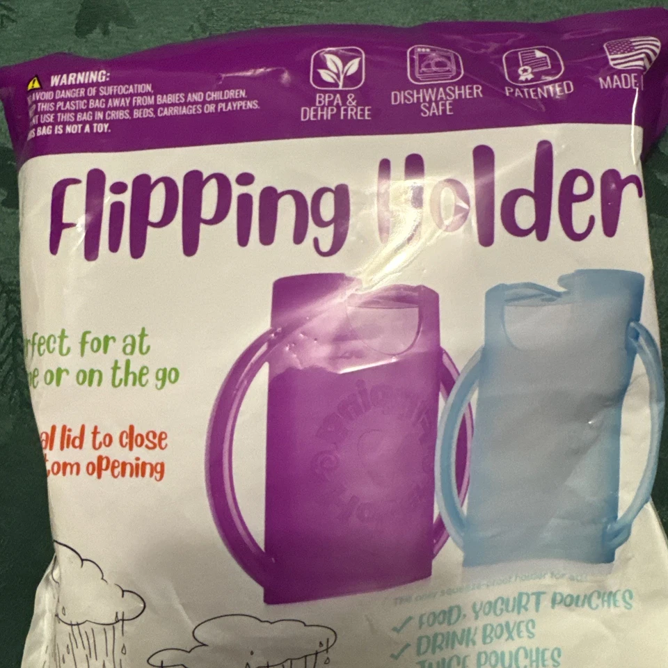 Soporte abatible 2 en 1 soporte para bolsa de alimentos y jugos, púrpura Foto 3 de 3