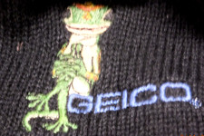 Vintage Geico Gecko Beanie Cap Black Original 1990s Insurance Advertising RARE