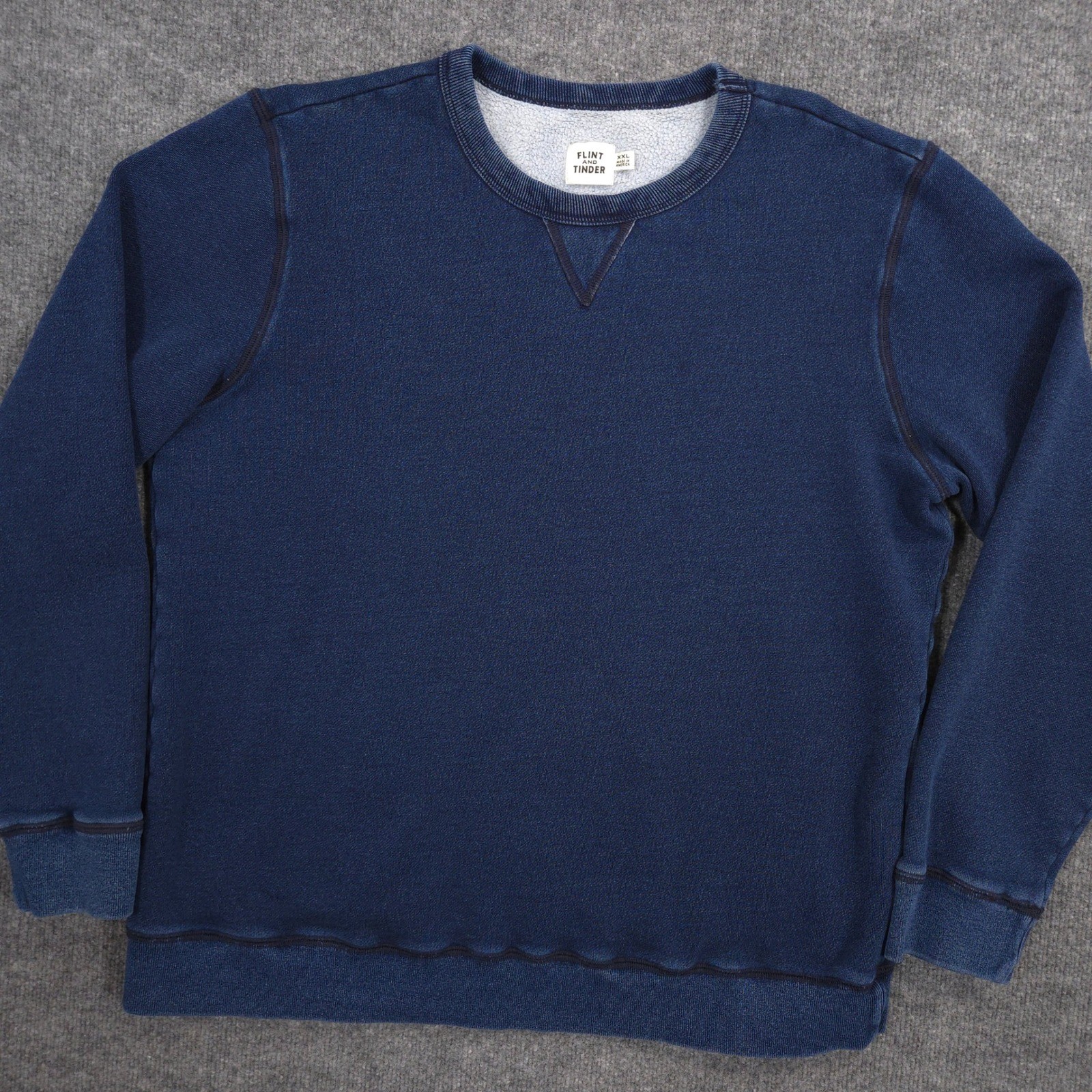 Huckberry Flint and Tinder Indigo Fleece Crew Sweatshirt Mens XXL Blue Pullover