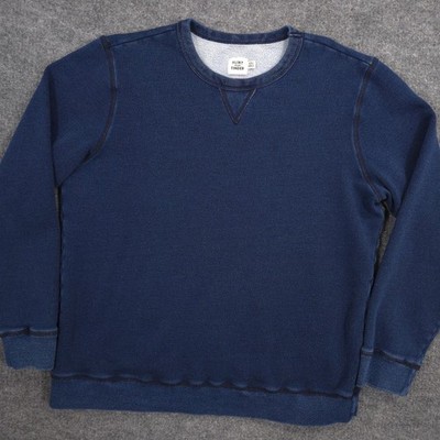 Huckberry Flint and Tinder Indigo Fleece Crew Sweatshirt Mens XXL Blue Pullover