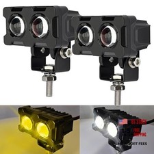 LED Motorcycle Driving Fog Lights Dual Color Amber/White 2Pcs 2.75Inch