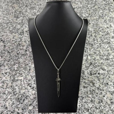 Silver Chrome Steel Y2k Sword Dagger Berserk Necklace Pendant Brand New