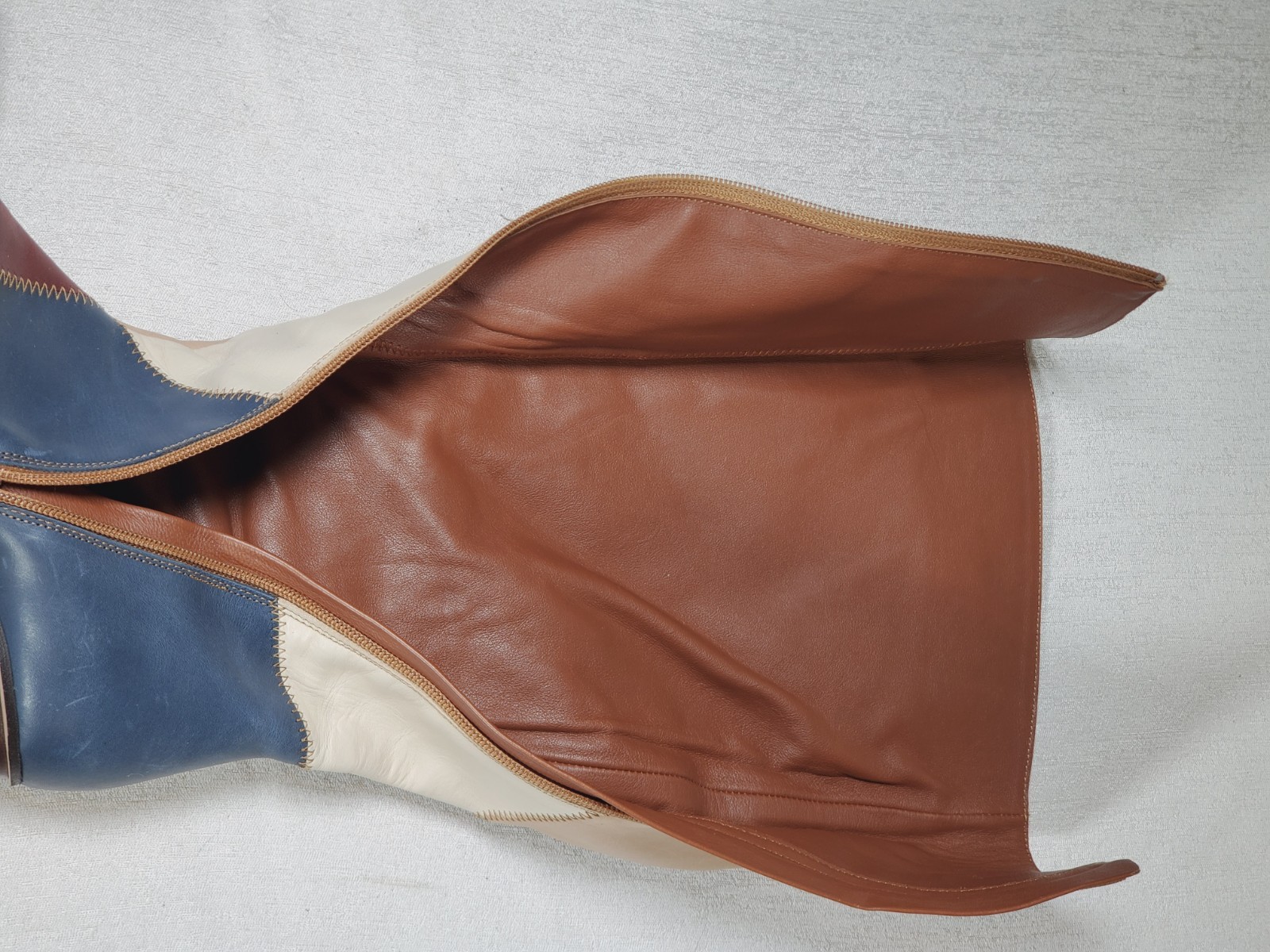 Alohas North Blue Geometric Patchwork Heeled Leat… - image 16