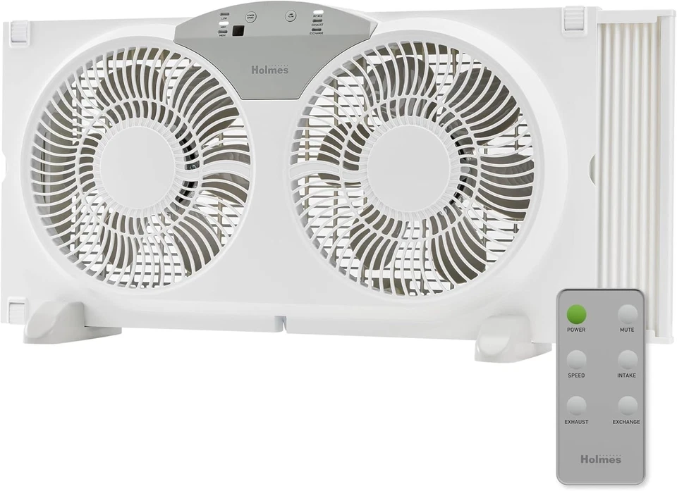 9" Twin Digital Window Fan with Reversible Airflow & Remote Control - White - Image 3 of 4
