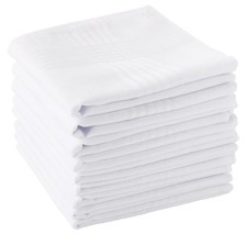 Scotamalone Men's Handkerchiefs 100 Soft Cotton White Hankie Hankerchieves