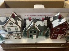 Cracker Barrel Lighted Christmas Wood Village Countdown NIB
