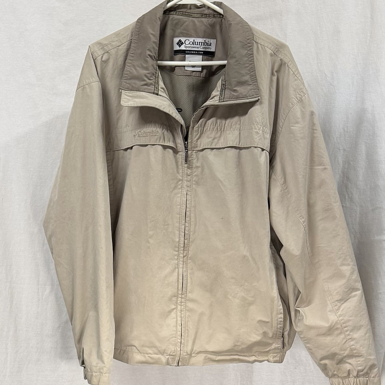 Chaqueta Columbia Northway Para Hombre XL Cremallera Completa Tostado Caqui Completamente Forrada Gran Chaqueta