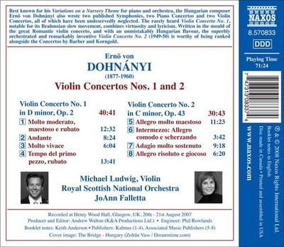 DOHN NYI: VIOLIN CONCERTO NOS. 1 AND 2 NEW CD