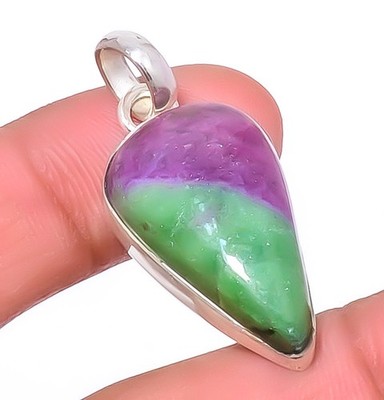Ruby With Zoisite- Longido Mines 925 Sterling Silver Pendant 1.56'' T98