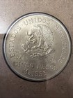 1953 MEXICO Large SILVER 5 Pesos Coin MEXICAN Independence HERO Hidalgo — photo 3