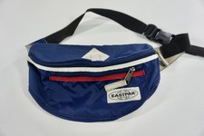 Marsupio vintage Eastpak USA blu navy bianco righe rosse nylon marsupio vita anni 90