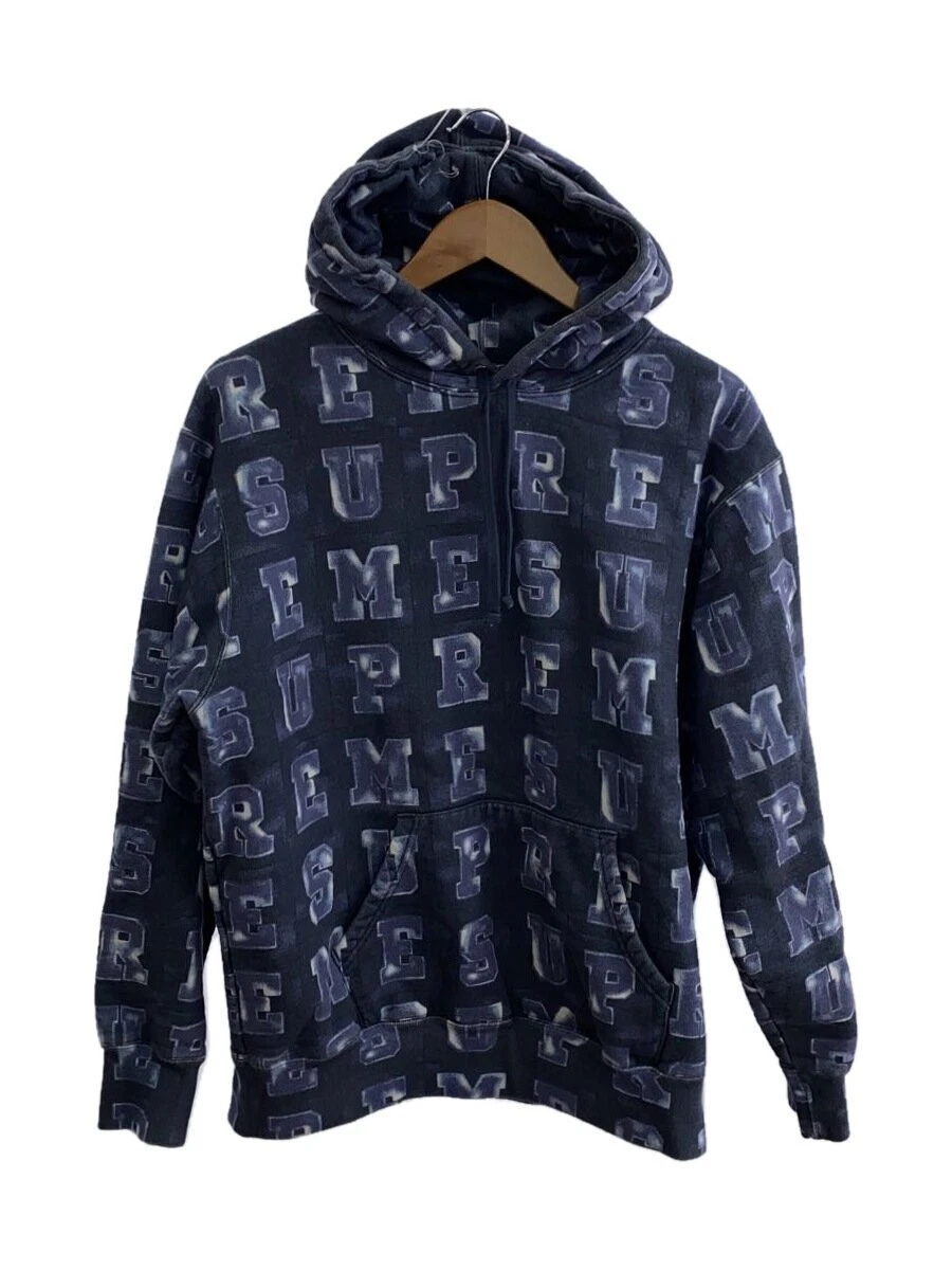 Supreme 20AW Blocks Felpa con Cappuccio Parka M Cotone BLU Modello All Over