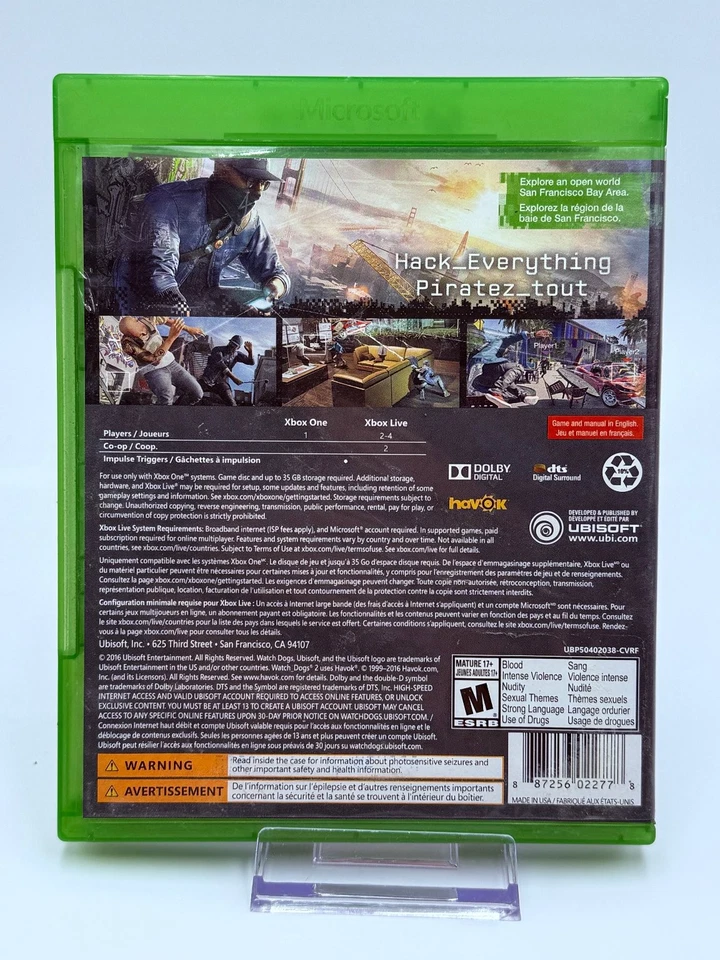 Watch Dogs 2 Xbox One Multiplayer Open World CIB Complete - Image 2 of 4